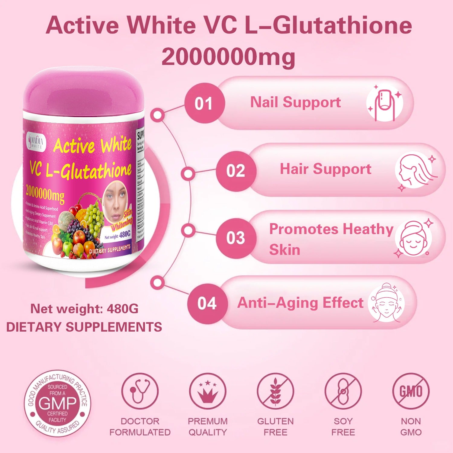 white VC L glutathione