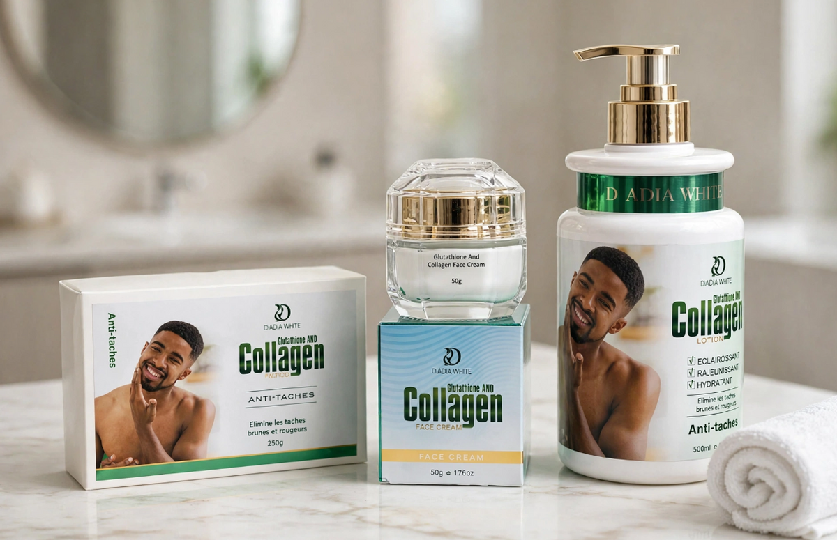 Men's Glutathione & Collagen Body Lotion, Face Cream and Soap