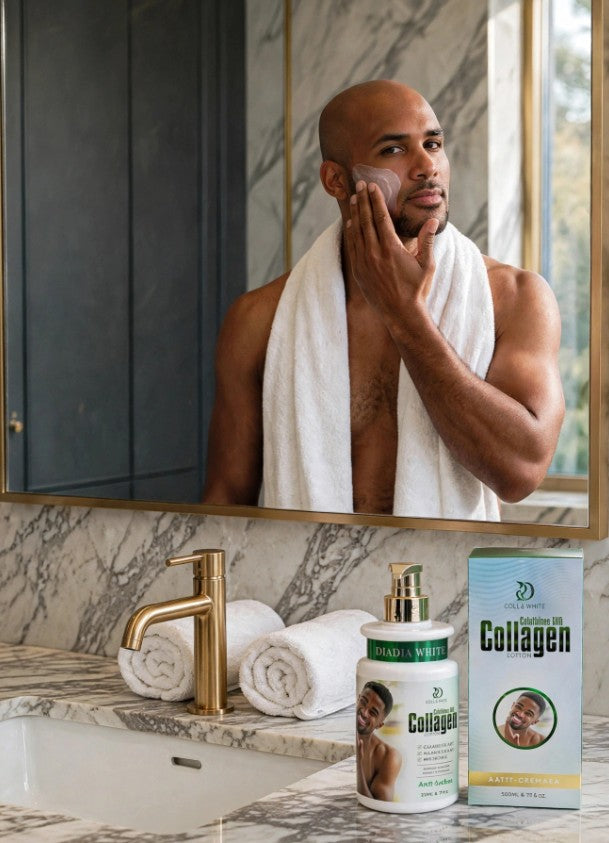 Built For Men's Skin. Not Borrowed From Hers. Glutathione & Collagen Brightening Lotion