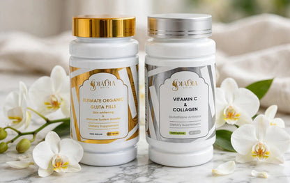 Ultimate Organic Glutathione Pills & Vitamin C + Collagen. THE GLOW SET THAT DOES IT ALL.