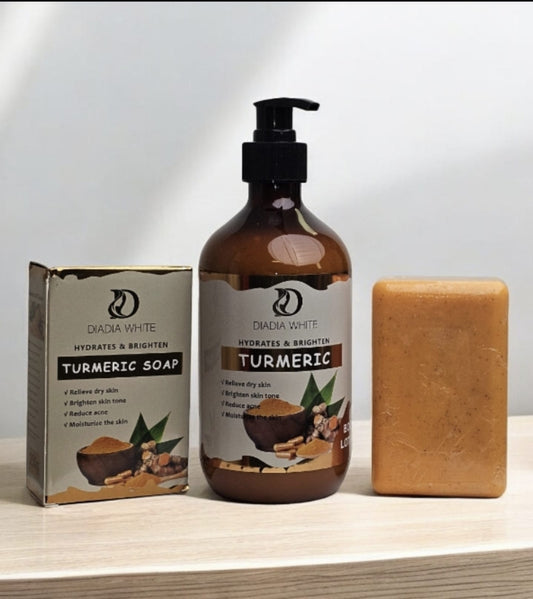 Hydrates & Brighten Turmeric Skin Care Set (Soap, Body Lotion, )