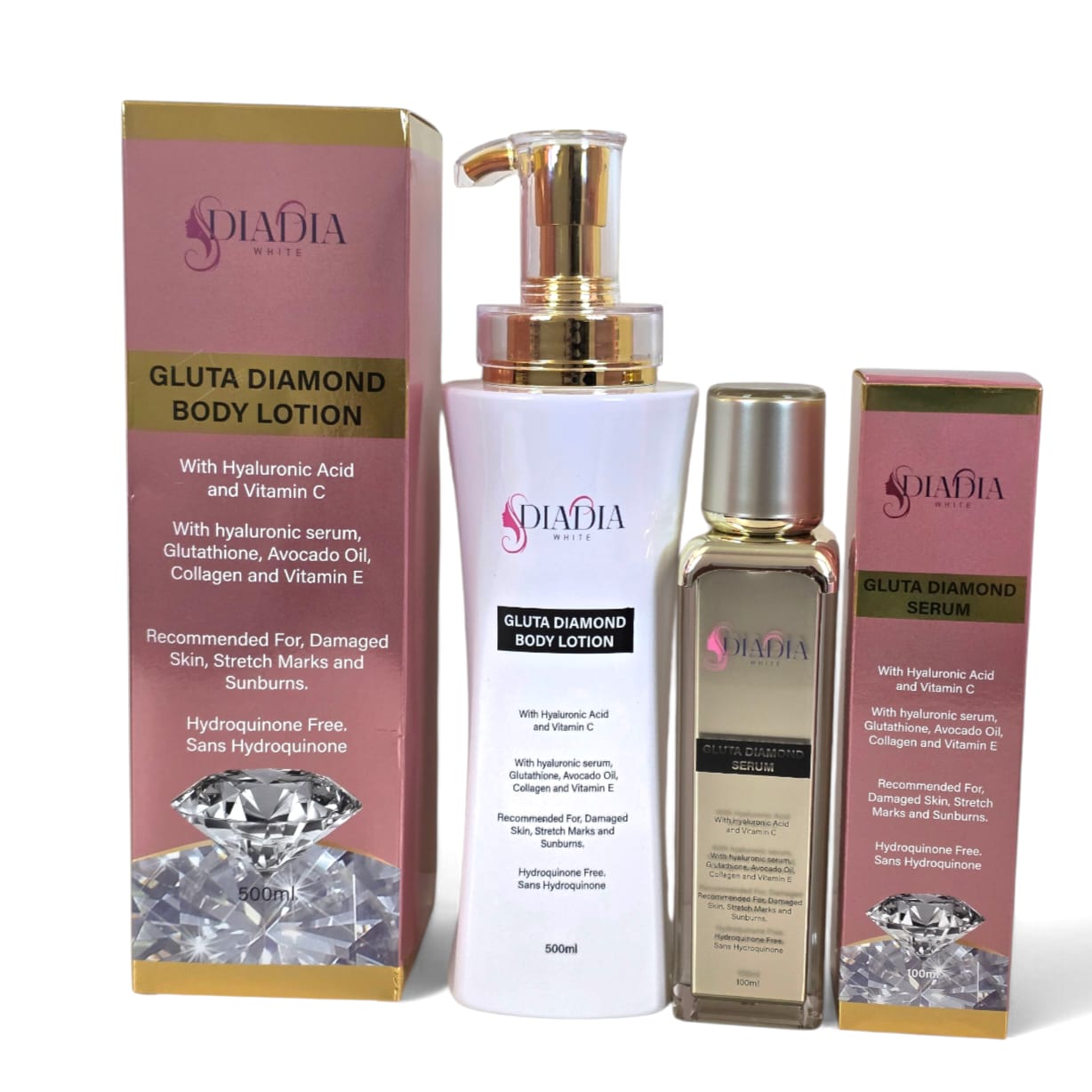 Gluta Diamond Body Lotion & serum Hyaluronic Acid & Glutathione