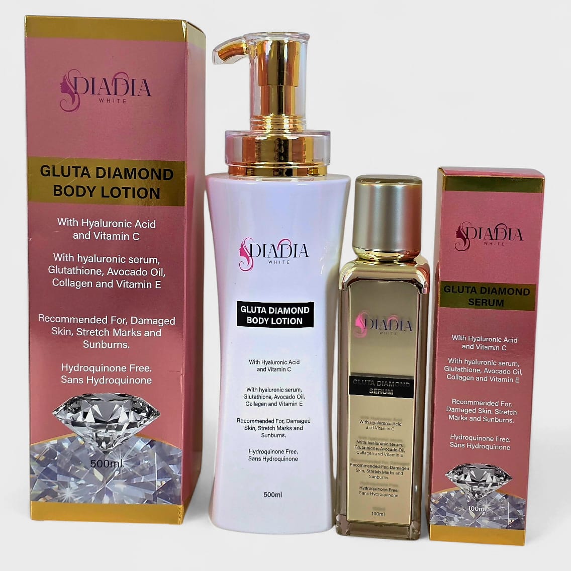 Gluta Diamond Body Lotion & serum Hyaluronic Acid & Glutathione