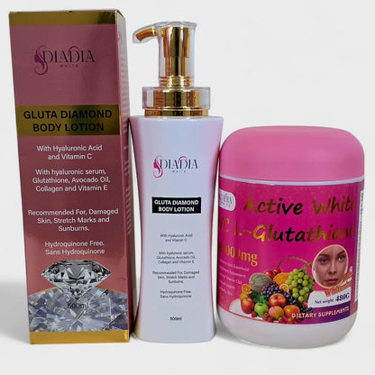 Active White VC L-Glutathione Protein Drink & Gluta Diamand 500 Ml Lotion